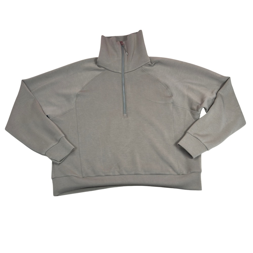 Spanx AirEssentials Half Zip Pullover Taupe Brown 1X 50346R Sweatshirt Soft